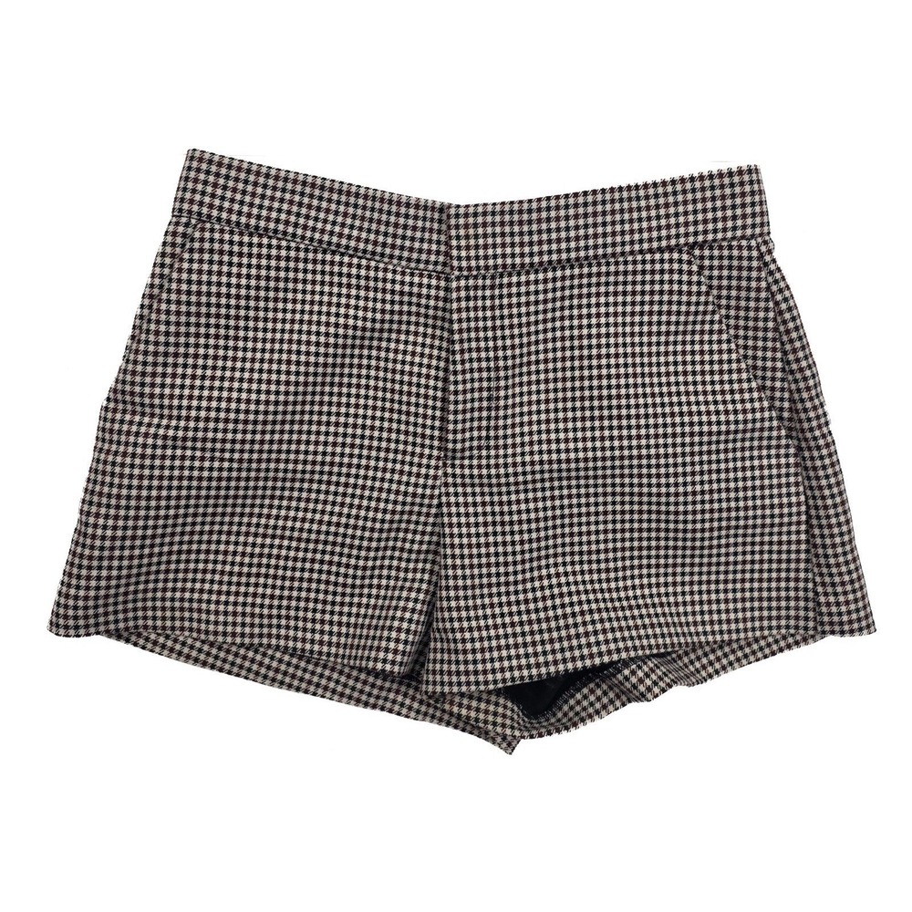 ZARA High Rise Cream and Black Houndstooth Chino Shorts Women's Size Medium 28x2